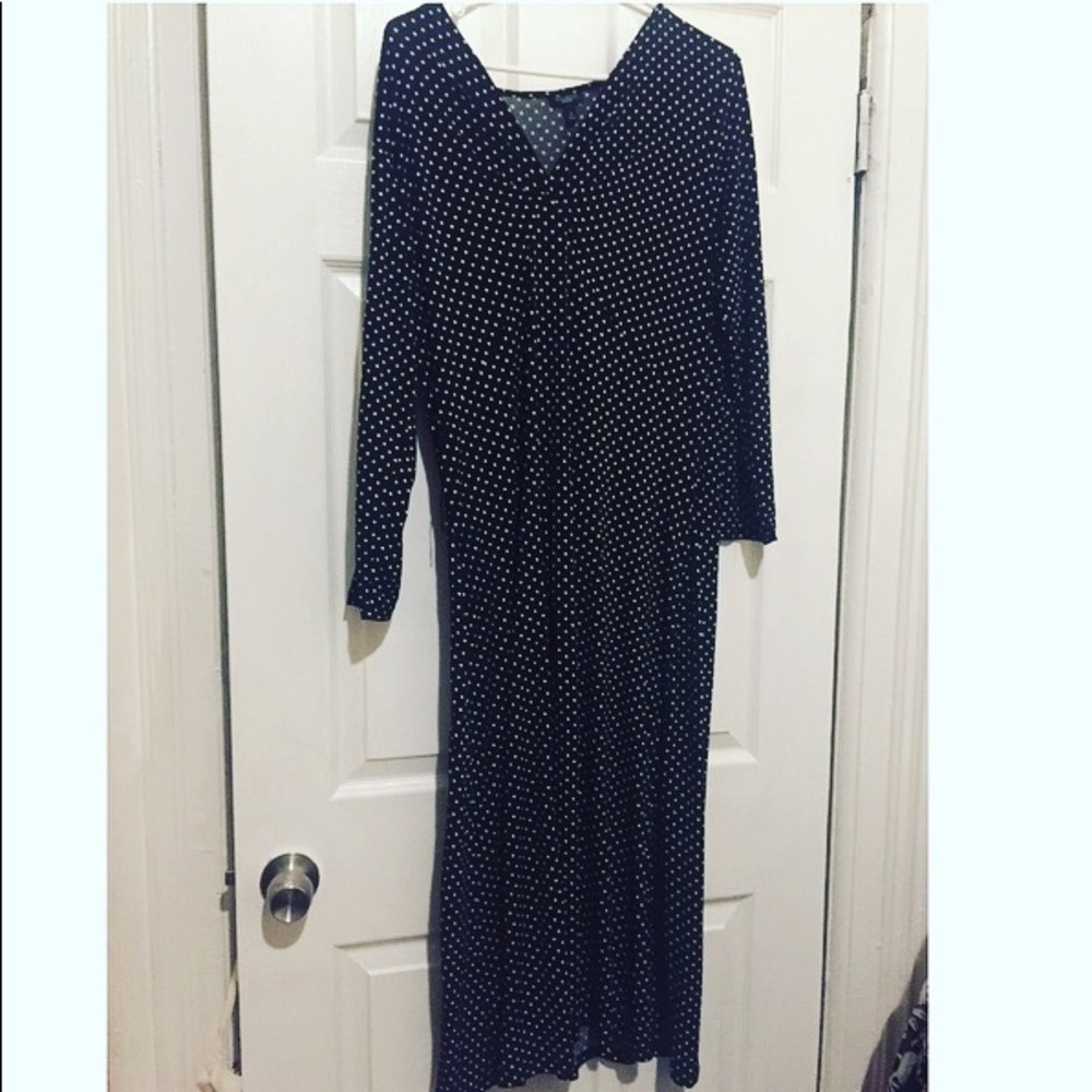 Talbot’s navy & white polka dot dress